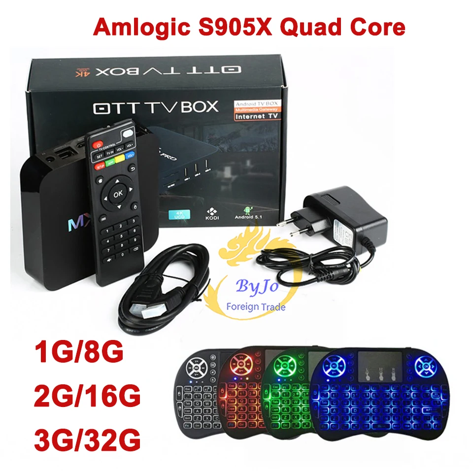

MXQ Pro 4K TV Box Amlogic S905X Quad Core 2G 16G Flash Android Ultra 4K Streaming fully Load Tv box wireless keyboard MX Pro