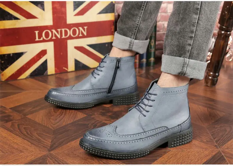 Men's Boot Lace-up Men Boots Genuine Leather Winter Black Chelsea Boots Mens Ankle Military Boots' Men Desert winter shoes mens  (5)