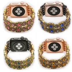 Для женщин Bling Агат ремешок для Apple Watch Series 1 2 3 группа ретро браслет для iwatch 38 мм 42 мм Ремешки для наручных часов