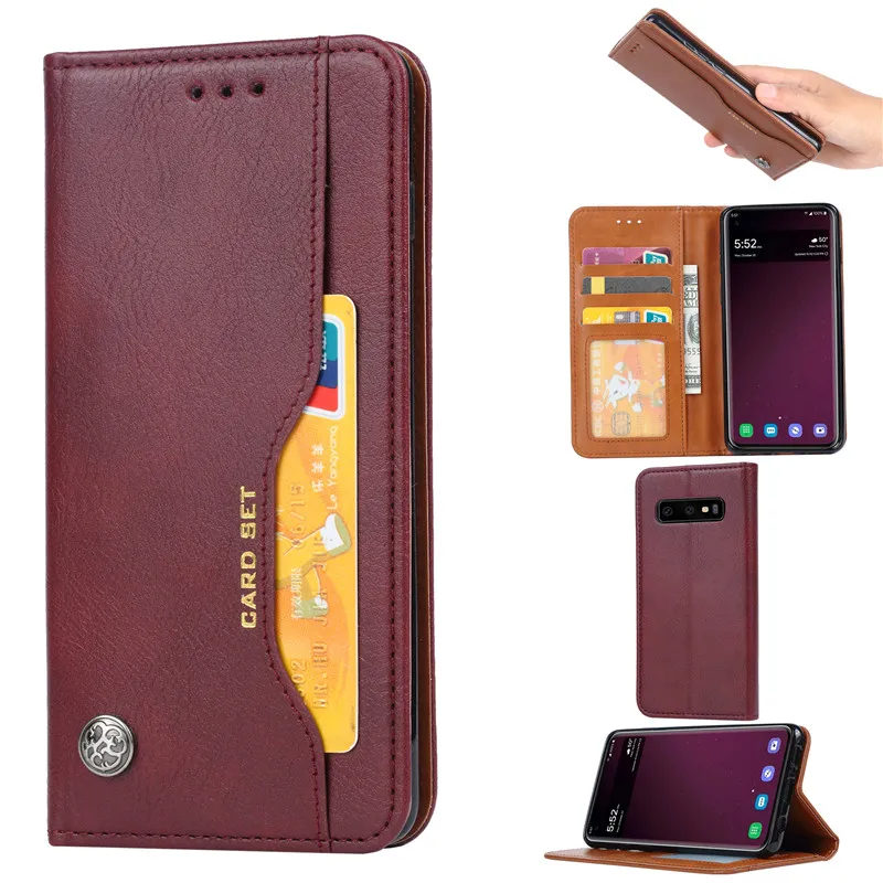 

Wallet Credit Card Slot Flip Cover Leather Case For Samsung Galaxy S10E S10 Plus Anti-knock Phone Cases