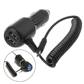 

New Dual USB With One Micro Connector Fast Charging Car Cigarette Charger Adapter Micro USB Data Cable For Android Phone qyh