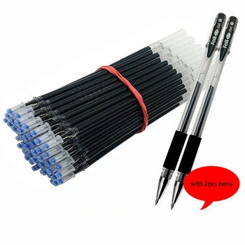 

100pcs Refills with 2 Gel Pens Black Blue Red Ink 0.5mm 0.38mm Needle/Bullet Tip Refills for Gel Pen School Office Supplies