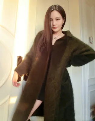 

2019 Autumn And Winter New European Mink Cashmere Cardigan Sweater Female Long Coat Thickened Jacket Free shipping Z227