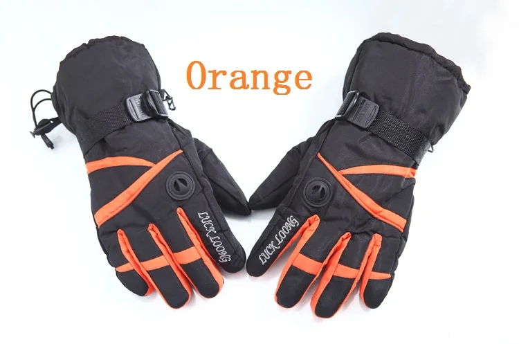 Мужские женские лыжные перчатки для сноуборда снегоходы мотоциклетные зимние перчатки ветрозащитные водонепроницаемые сохраняющие тепло руки - Цвет: Orange