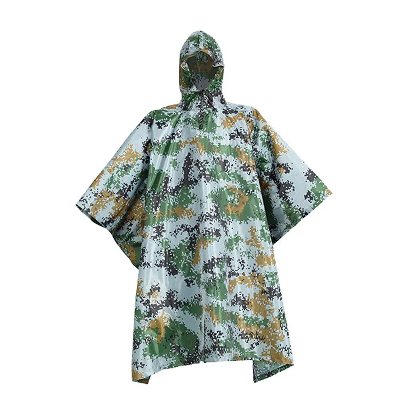 Waterproof Hooded Poncho Rip-Stop Festival Military Army Poncho Universal Camo