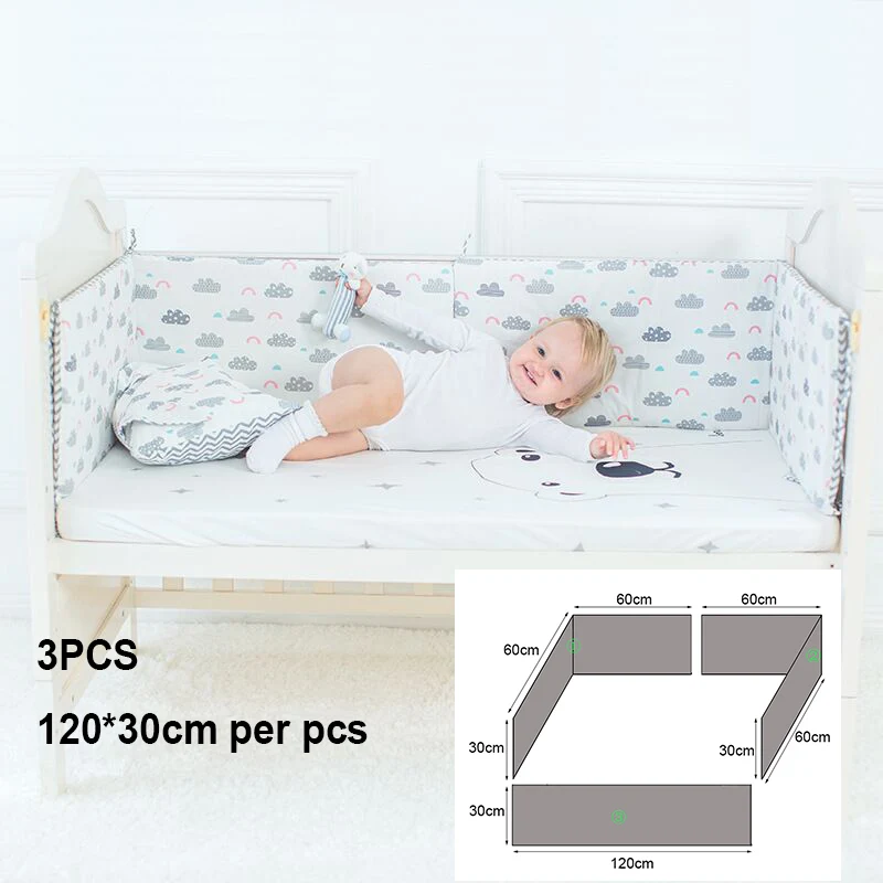 Baby Bed Bumpers Cotton Baby Crib Protector Cartoon Cot Bumpers In Crib For Newborns Multi-color Cot Bumper