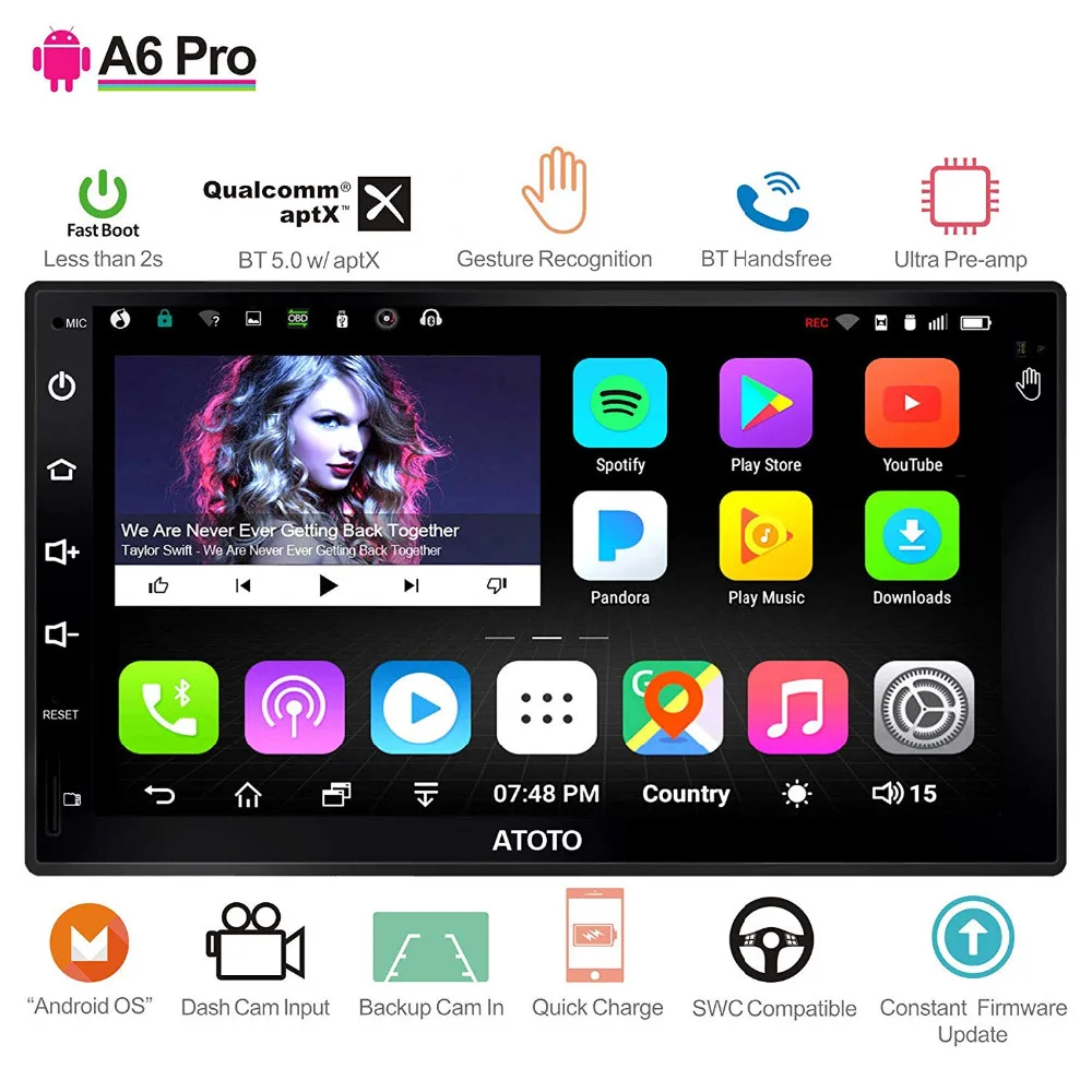 ATOTO A6 2 Din Android автомобильный gps стерео плеер/2x Bluetooth/A6Y2721PR-G/управление жестами рук/Indash двойной din радио/WiFi USB