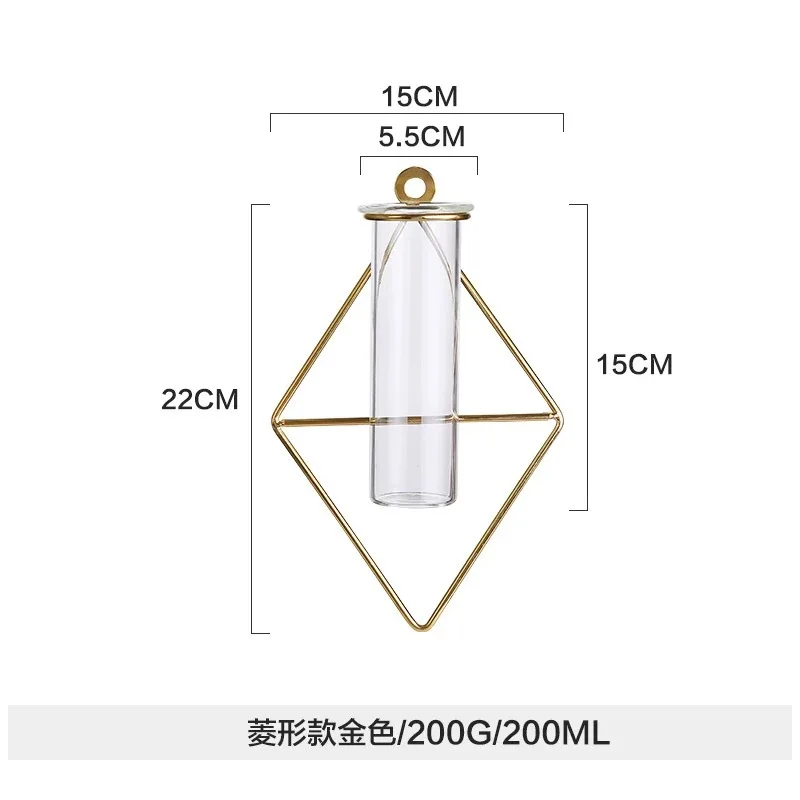 Скандинавском стиле, геометрическая форма, розовое золото, стекло, железо, искусство, цветок, подвесная ваза, настенный держатель, домашнее свадебное украшение для цветов, растений - Цвет: Gold C