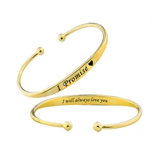 10 шт золотистое, с разрезом вдохновляющие цитаты мантра I Promise руку манжеты браслеты и браслеты для женщин ювелирные изделия из нержавеющей стали