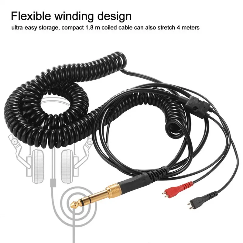 SHELKEE Extension Spring Relief Coiled Audio Cable for Sennheiser HD25 HD25 1 II HD25 C HD650 HD 480 HD 25 HD600 Headphone