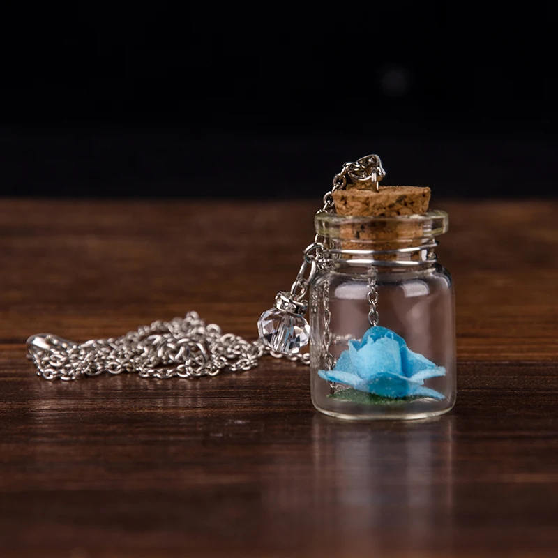 Necklace Trendy Round New Handmade Glass Bottle Necklace Boutique Glow Flower Pendant Jewelry For Women