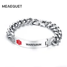 Персонализированный мужской медицинский браслет из нержавеющей стали с функцией оповещения ID, тоньше крови, эпилептический диабет, кардиостимулятор, браслет
