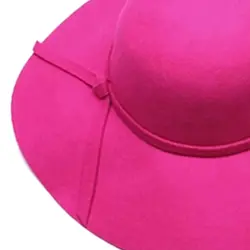 Новые стильные детские Обувь для девочек ретро широкими полями Фетр Bowler Floppy Кепки Клош-красная роза