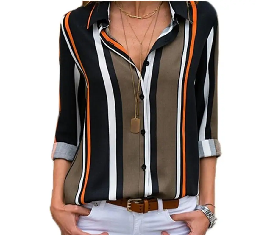 

Women Blouses 2019 Fashion Long Sleeve Turn Down Collar Office Shirt Chiffon Blouse Shirt Casual Tops Plus Size Blusas Femininas