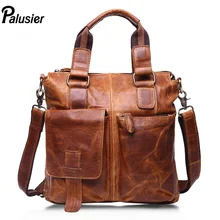 Новая модная повседневная мужская Сумка-тоут из натуральной кожи, Ретро стиль, Crazy Horse, Воловья кожа, переносная деловая сумка, сумка через плечо