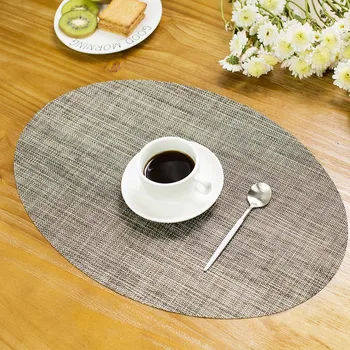 

5pcs/lot Oval Dinner PVC Placemat Dining Table Mat Insulation Pad Cup Pads Coasters Table Decor Slip-Resistant Cloth Mat Mantel