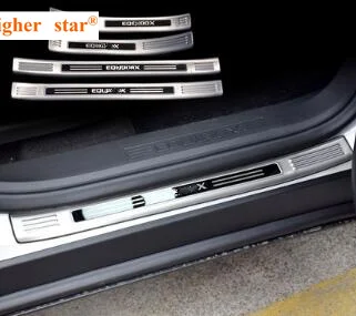 Выше Star stailness стали 4 шт. внешние пороги украшения потертости защита подножку ДЛЯ Chevrolet Equinox - Цвет: black logo
