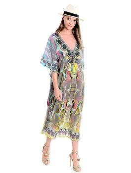 

2019 Beach Cover up Tunics for Beach Print Bikini Cover up Saida Praia Beach wear Pareo Clothes for the beach Swimsuit cover