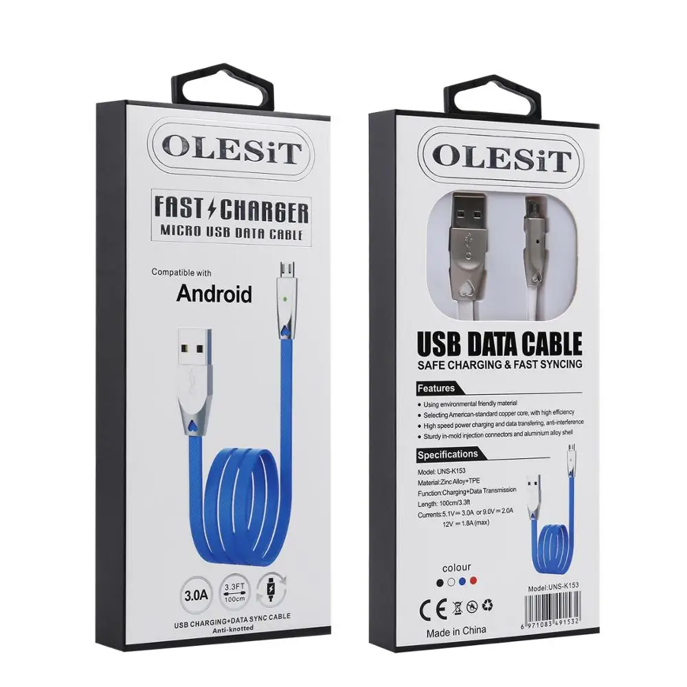 OLESiT UNS K152/K153/K154 1 м 3A роскошный цинковый сплав микро USB кабель для синхронизации