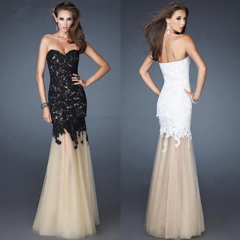 

2013 New Arrival Strapless Lace Mermaid Long Evening Prom Dresses Gowns E2490