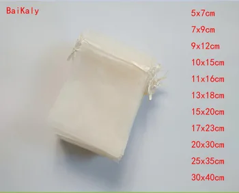 

100pcs Beige Small & Large Organza Bags favors Wedding Pouches Jewelry Packaging Bags Candy Gift Bag Party Decoration Supplies