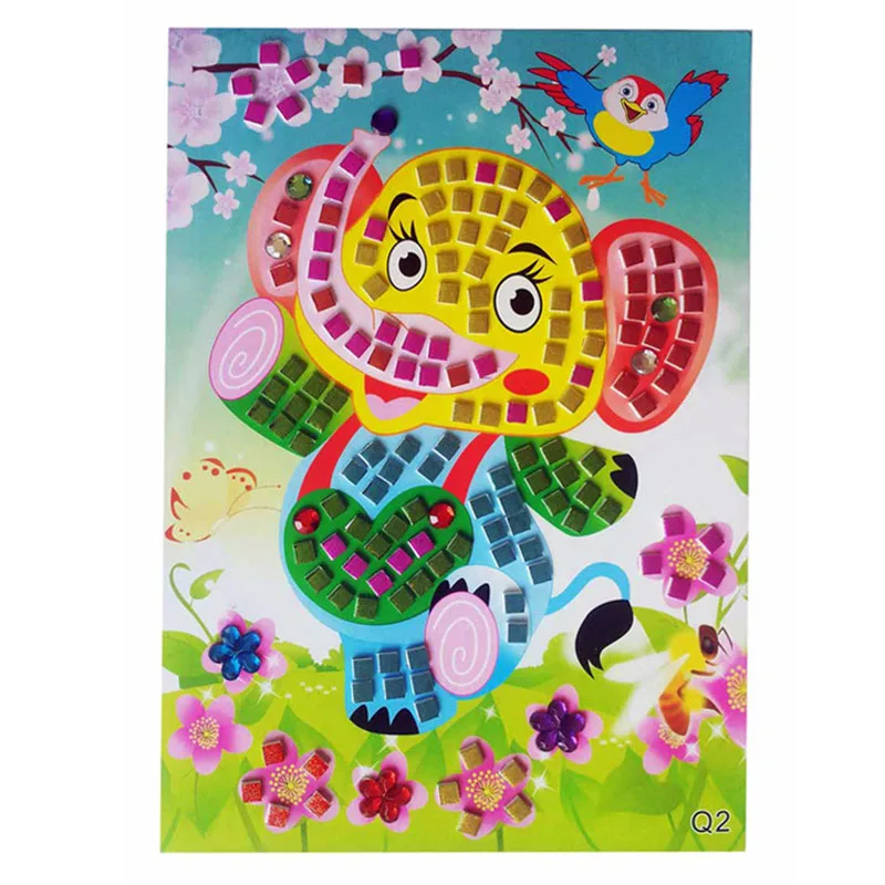 HOT SALE 12 Colors 3D Children Puzzle DIY Crystal Mosaic Sticker Kids Children Kindergarten Educational Arts and Crafts Toys 17