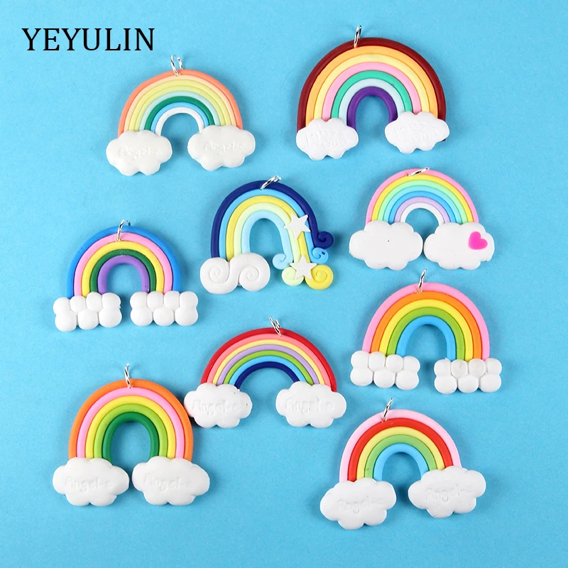 10 stücke Nette Wolken Regenbogen PPC Charms Anhänger Für Halskette Anhänger DIY Schmuck, Der 46*38mm