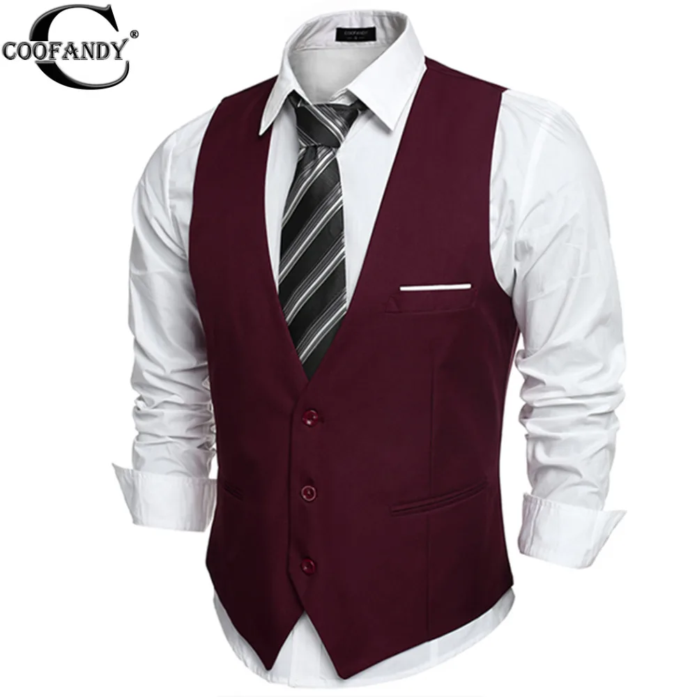 COOFANDY US size Dress Vests For Men Suit Vest Male Waistcoat Gilet