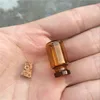 13*24*6mm 1ml Mini Amber Glass Bottles With Cork Empty Tiny Glass Vials Jars Small Wishing Bottle 100pcs 6
