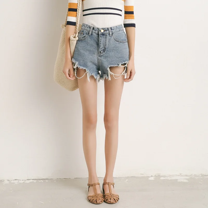HXJJP2019 Summer New Korean Version of Temperament High Waist Slim Holes Burr Denim Shorts Female Women Sexy Jeans HXJJP2019 Summer New Korean Version of Temperament High Waist Slim Holes Burr Denim Shorts Female Women Sexy Jeans