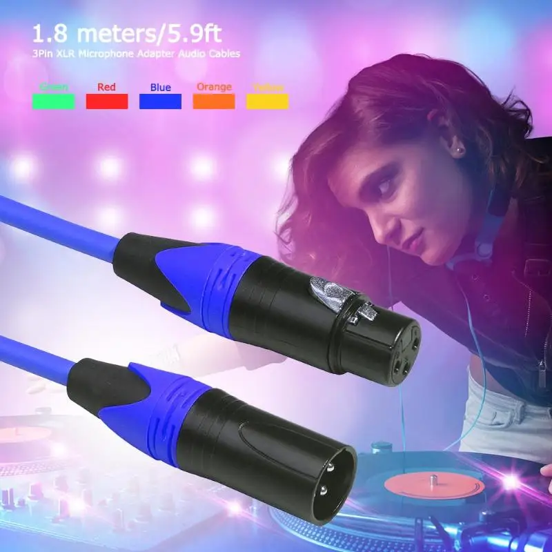 5 шт. 1 8 м/6 м цветной XLR 3pin Штекерный аудио кабель микрофон электрическая гитара m/F