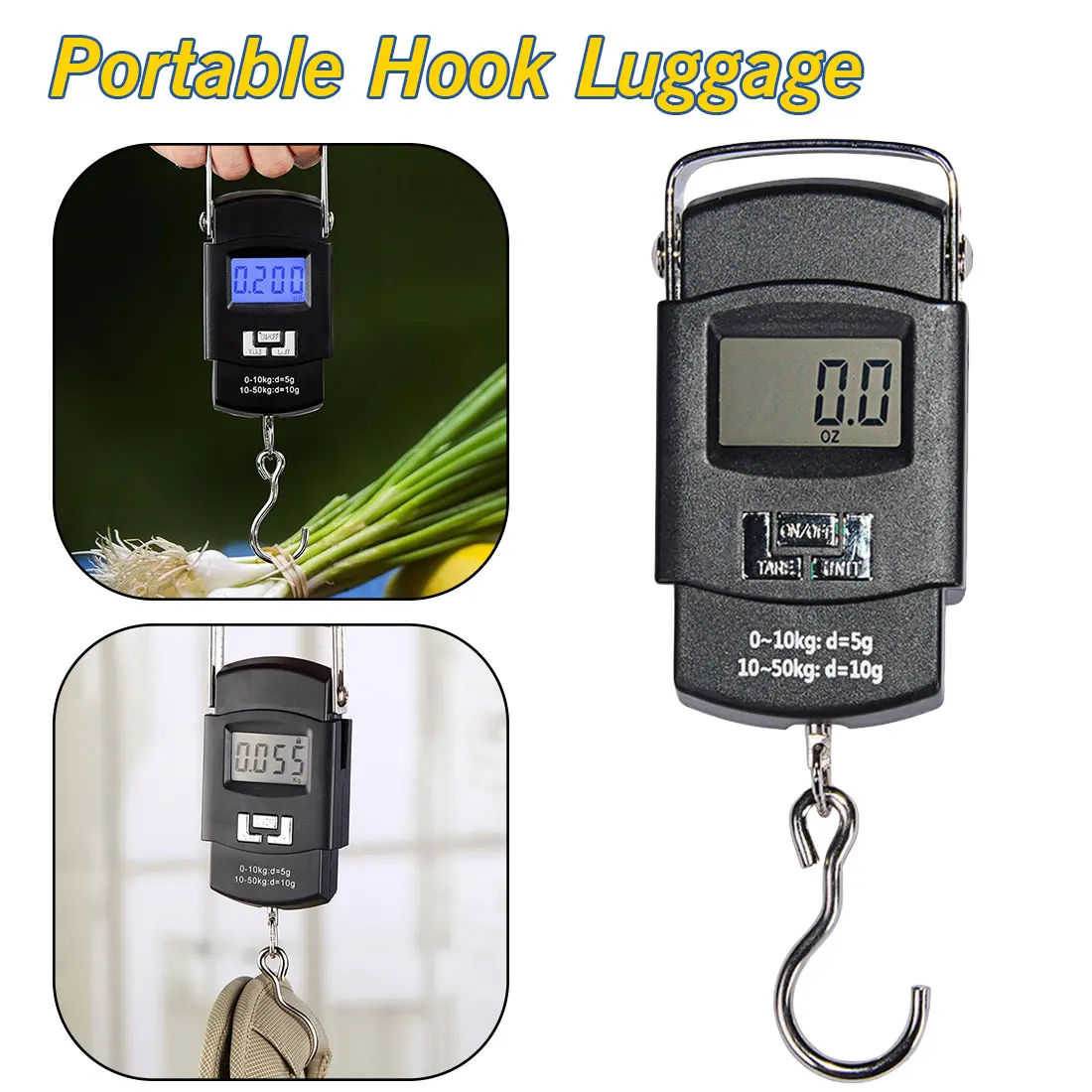 50kg 10g Electronic Portable Digital Scale Hanging Hook Fishing Travel