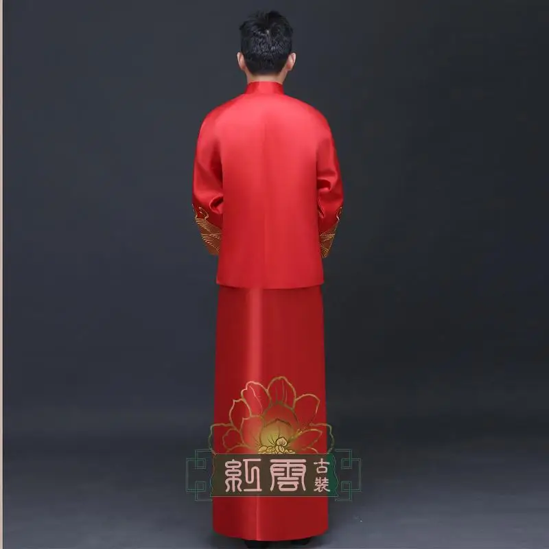 Новое прибытие жениха мужской Show Одежда в китайском стиле торжественное платье мужская одежда китайский туника костюм Костюм Танг костюм