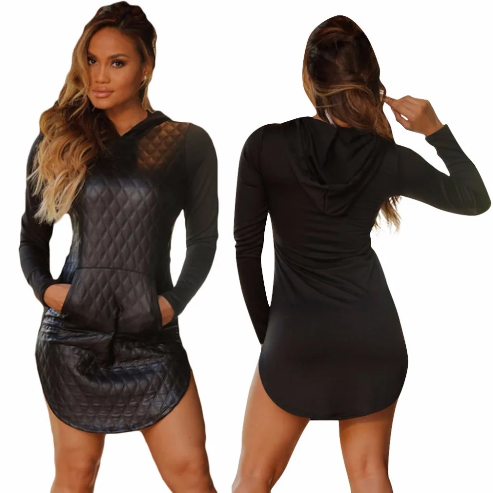 

2017 Women Dress Novelty Pencil Solid Color long Sleeve Sexy Deep V-Neck Knee-Length Tank Dress