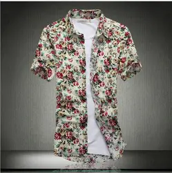 Плюс Размеры M-5XL 2018 Новая летняя модная мужская рубашка короткий рукав цветочный Костюмы Повседневное рубашки