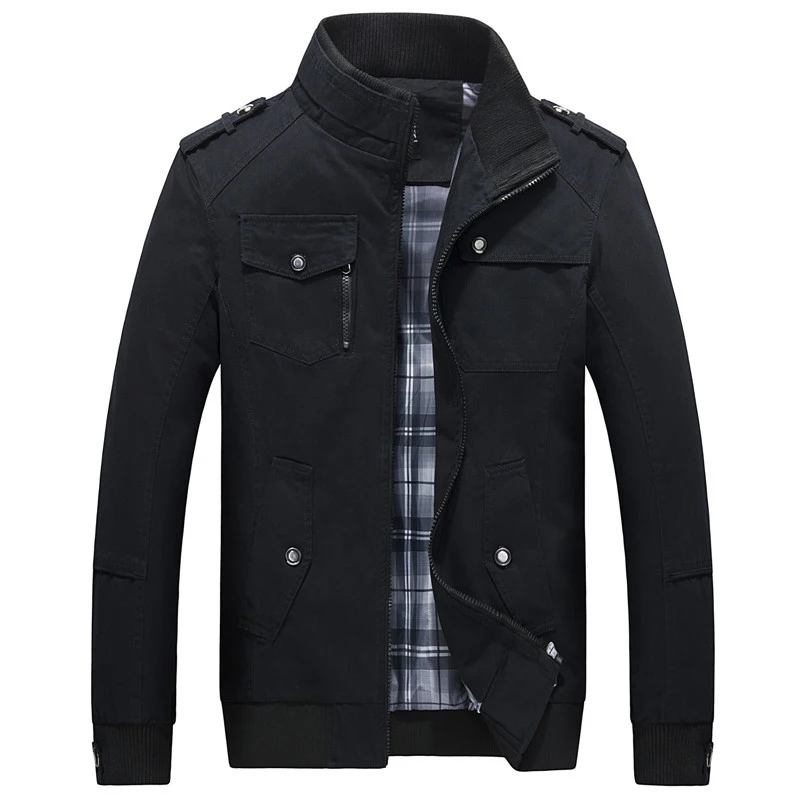 

2019 New Hot Sale Spring Autumn Men Set Loose Stand Collar Shirt Solid Color Zipper Hiking Jacket Fishing Clothing Windshield