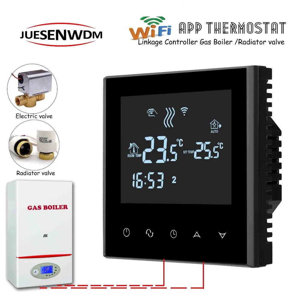 Us 11 22 15 Off Eu Boiler Room Thermostat Temperature Controller Wifi App For Thermostatic Radiator Valve In Temperature Instruments From Tools On