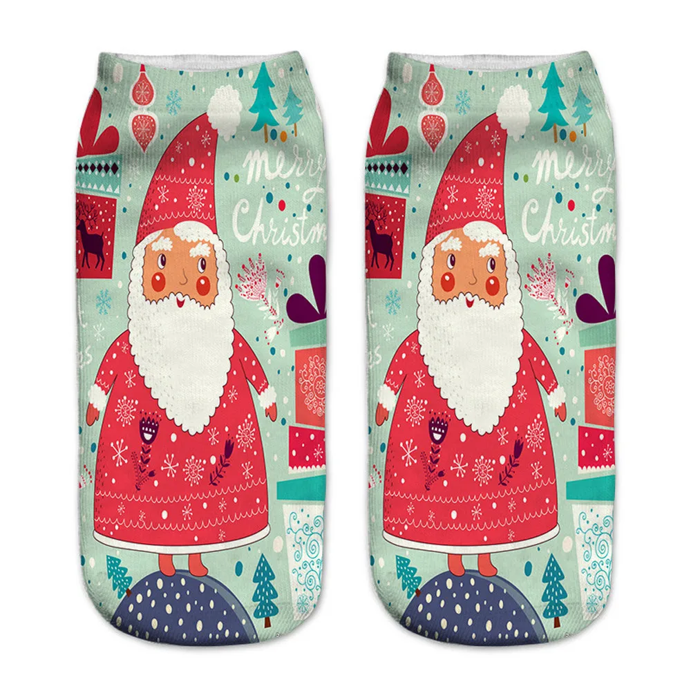 Новинка, милые рождественские Женские носки унисекс с 3D принтом, короткие спортивные носки, носки для йоги с изображением Санта Клауса, смешанные хлопковые носки#45 - Цвет: Multicolor