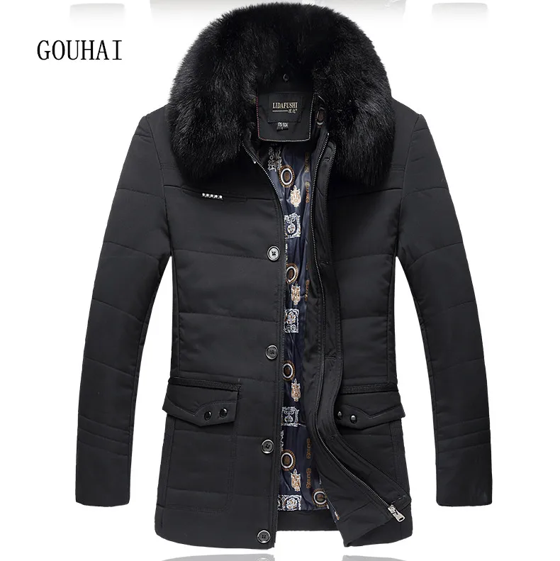 Winter Men Jacket Cotton Thick Business Parkas Fur Collar Plus Size L-5XL 6XL 2016 Man Down Coat Warm Windproof Overcoats