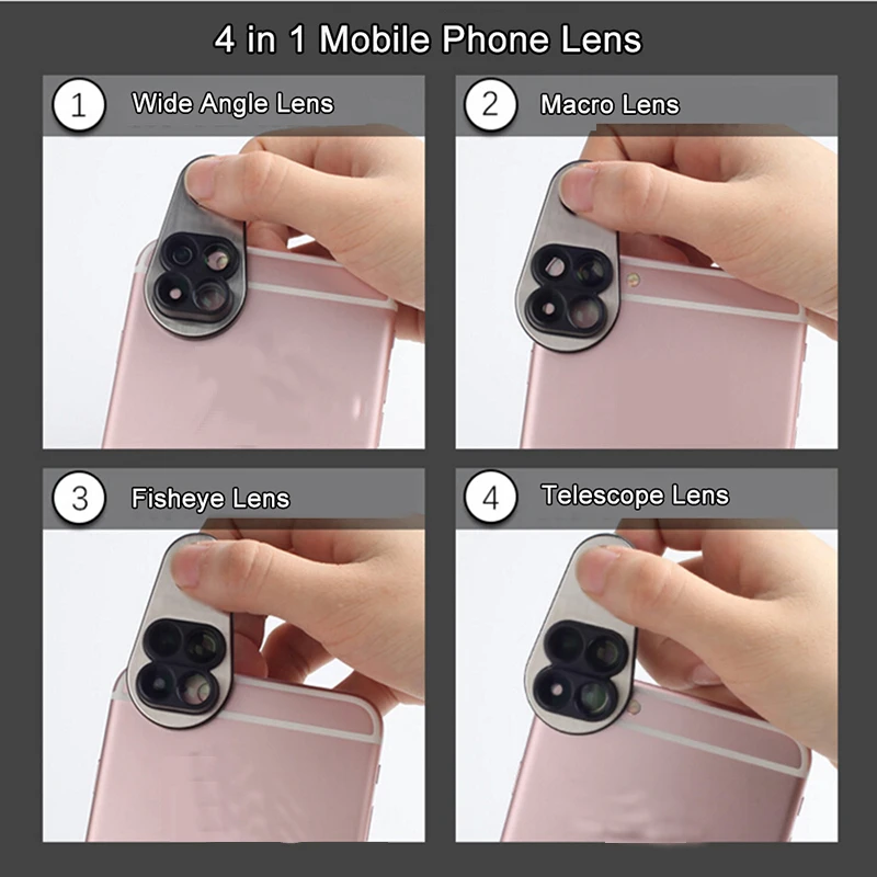 DOITOP телефон камера объектив Комплект 4 в 1 Макро широкоугольный Рыбий глаз телескоп объектив для iPhone 6 7 8 Plus XiaoMi huawei Oneplus телефон