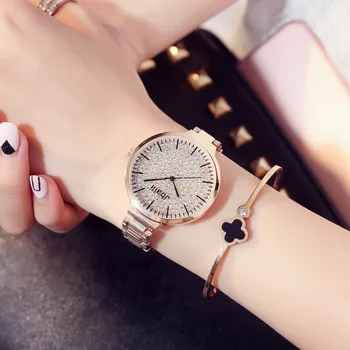 

Lady Wrist Watch 2020 New Stylish Rose Gold Dial Women Quartz Clock Jewelry Bracelet Clock Hot zegarek damski