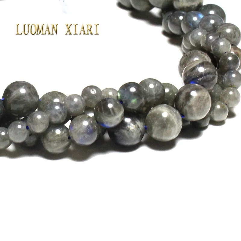 Luoman xiari природный AAA+ изысканной черной Лабрадорит каменные бусины для самостоятельного изготовления ювелирных изделий браслет Цепочки и ожерелья 6/8/10 мм прядь 15''