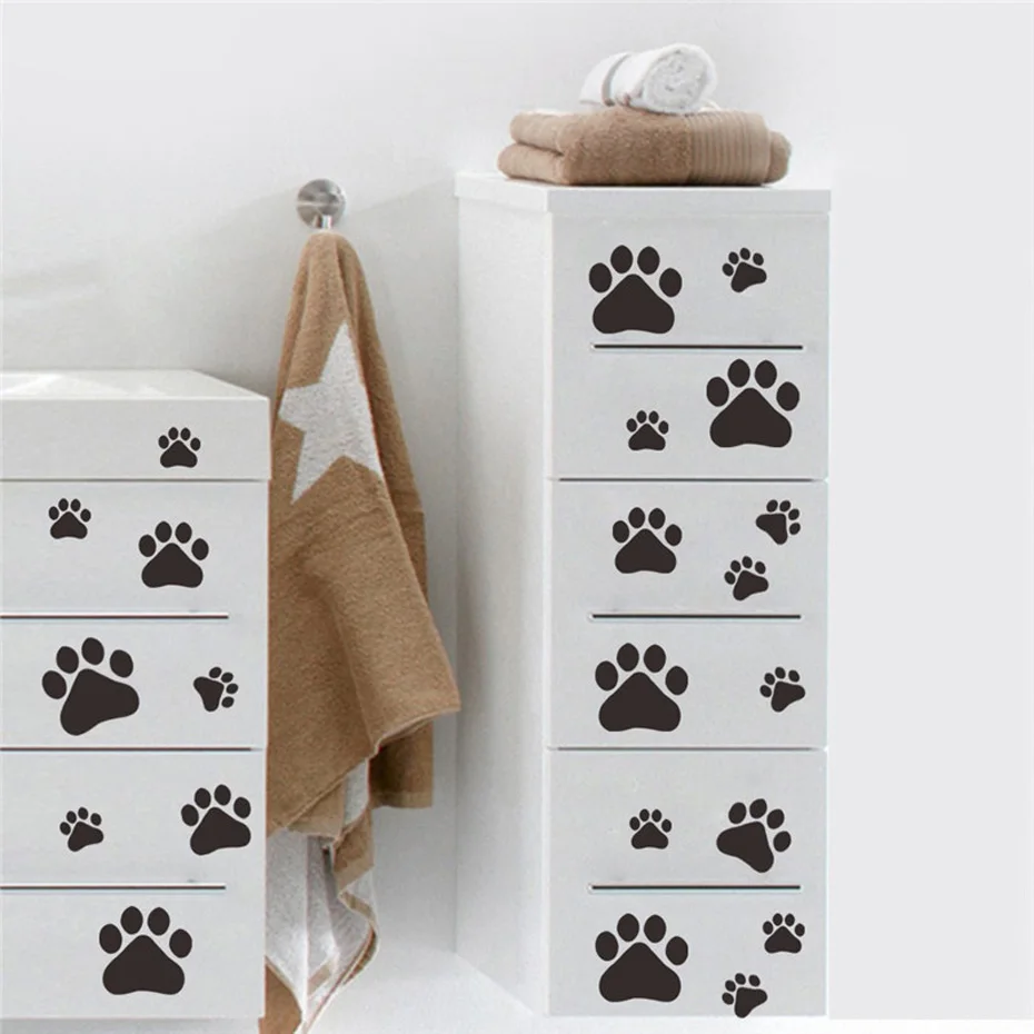 

22Pcs/set Removable Lovely Cat Dog Paw Wall Vinyl Decal Stickers Ideal for Home Cars Fridges Stickers Home Decor Art Murals