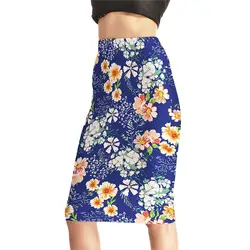 Новый 3d Цветочный принт юбка Для женщин Befree Mid Длина Высокая талия узкая-карандаш Для женщин s летние модные дома вечерние Фасонная юбка