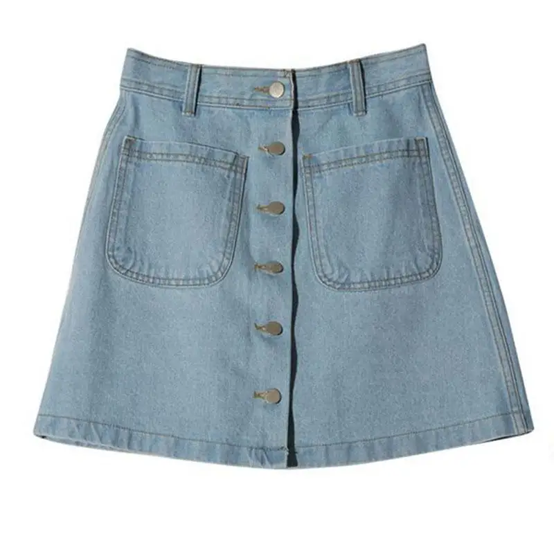 Новые женские летние джинсовые юбки модные юбки с высокой талией плюс размер джинсовая мини-юбка высокого качества синяя дешевая сексуальная юбка, суженная книзу - Цвет: Sky Blue