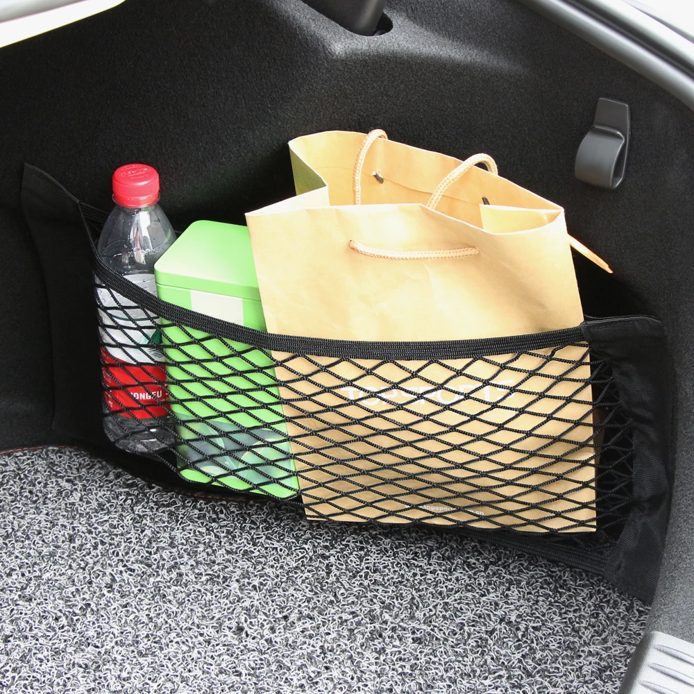 Сетка для салона автомобиля, задняя часть БАГАЖНИКА АВТОМОБИЛЯ, эластичная сетка для автомобиля, стильная сумка для хранения, карманная клетка, волшебная лента