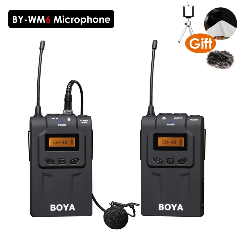

BOYA BY-WM6 Professional Wireless Microphone System 48 Channel Omni-directional Lavalier Microphone For DSLR Camcorders