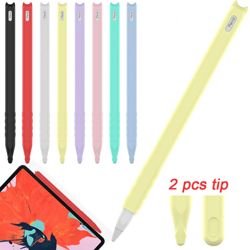 Модный мягкий силиконовый чехол-накладка для Apple Pencil 2, iPad Pro, защитный чехол-сумка wtih 2 Tips