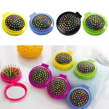 

Cute Portable Folding Rainbow Mini Comb Magic Massage Small Contractile Circular Curved Integration of Tooth Comb for Girls