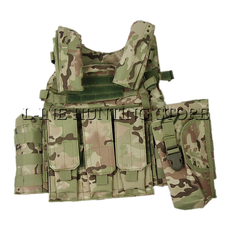 Multicam Tactical Vest Molle Combat Strike Plate Carrier Vest Steel Wire Vest Hunting Outdoor Military Equipment CP Camouflage 